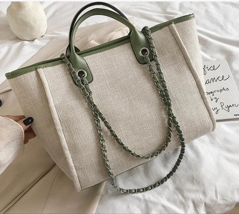 Women'S Large Canvas Solid Color Streetwear Square Zipper Tote Bag