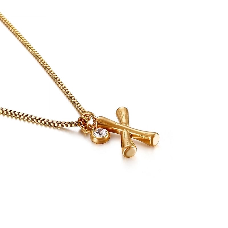 Titanium Steel 18K Gold Plated Minimalist Commute Patchwork Letter Necklace