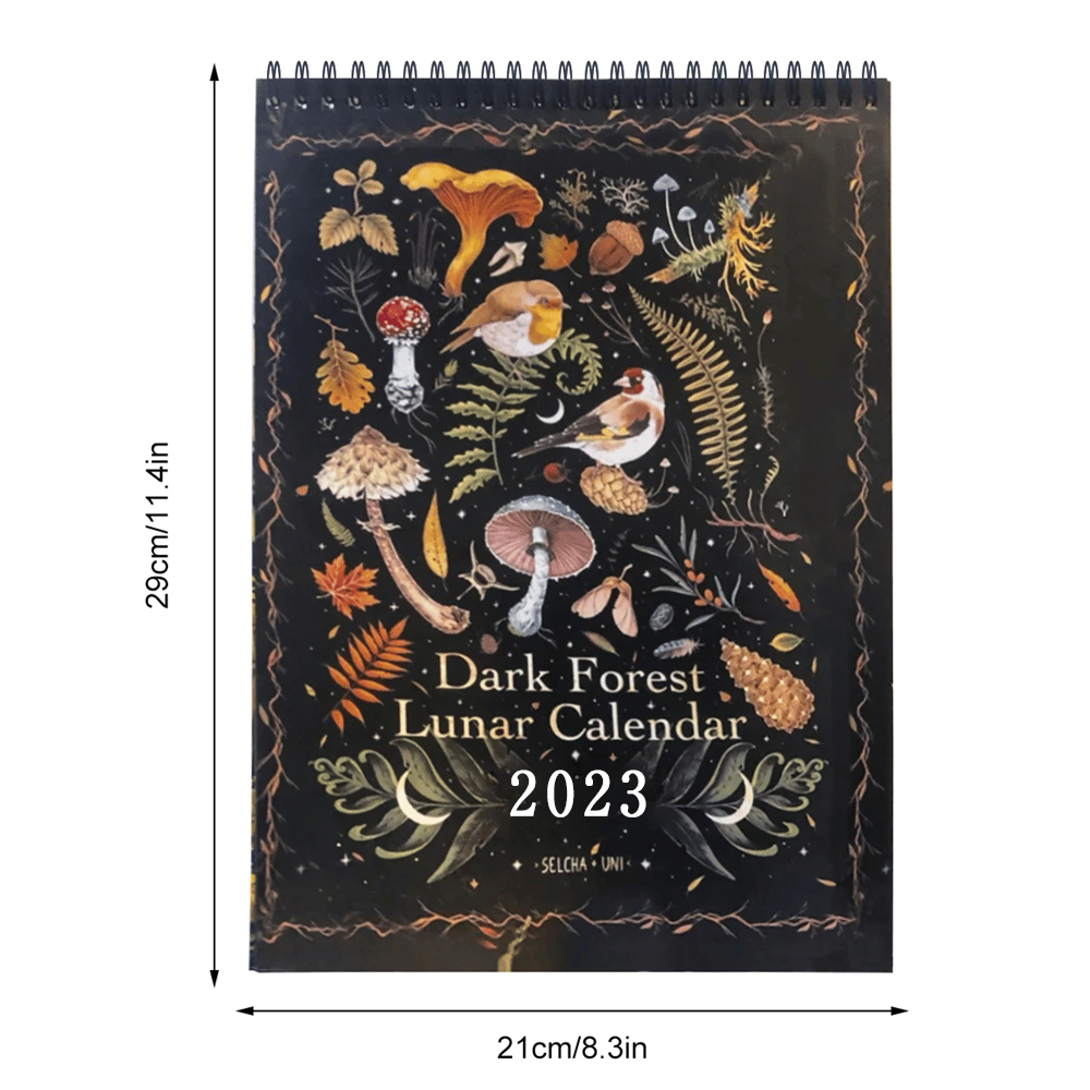 Jieowen 2023 Dark Forest Lunar Calendar Wall Decor Art Monthly Moon Calendar Wheel Gifts