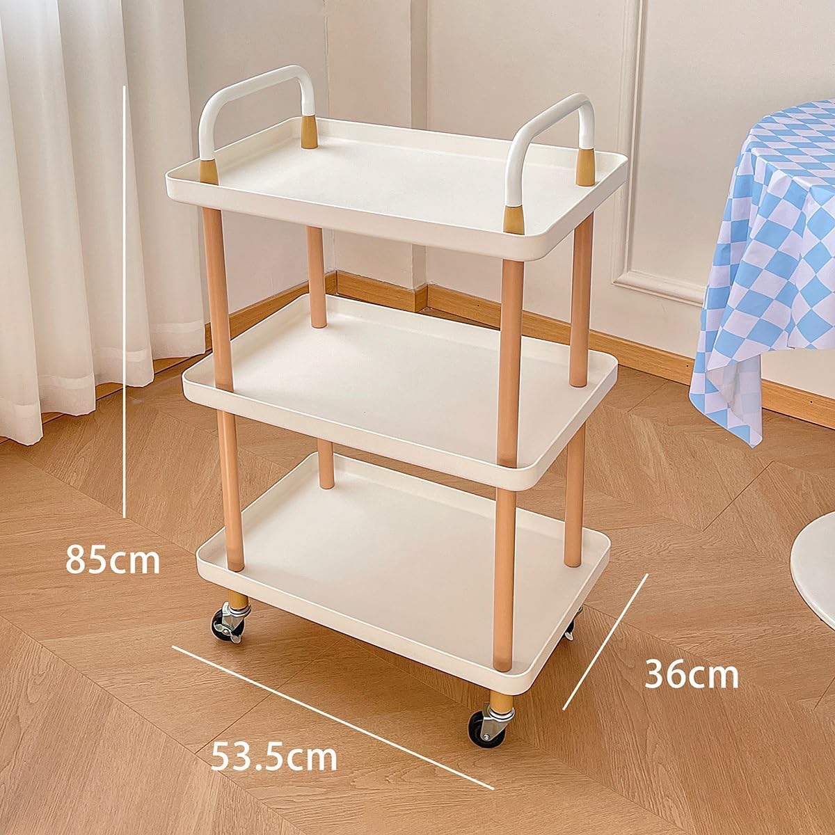 3-Tier Kitchen Storage Trolley. Kitchen Multi-Function Rolling Cart Storage Rack Aesthetic Room Decor