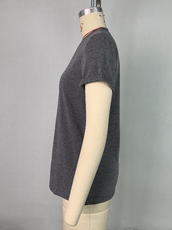 Short Sleeves Solid Color Round-Neck T-Shirts Tops