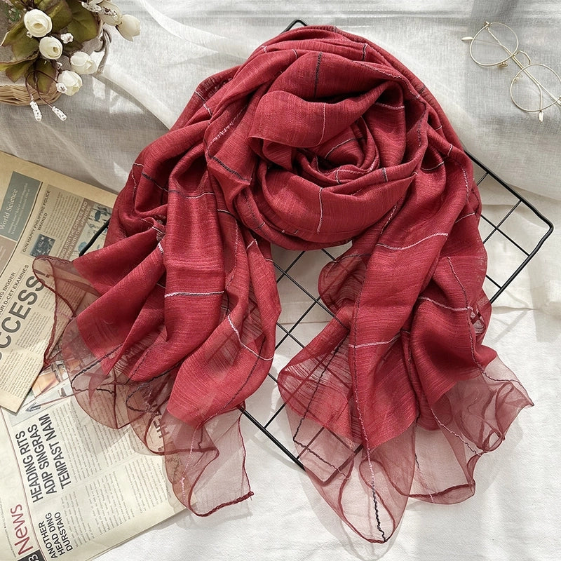 Women's Elegant Sweet Color Block Silk Silk Scarf