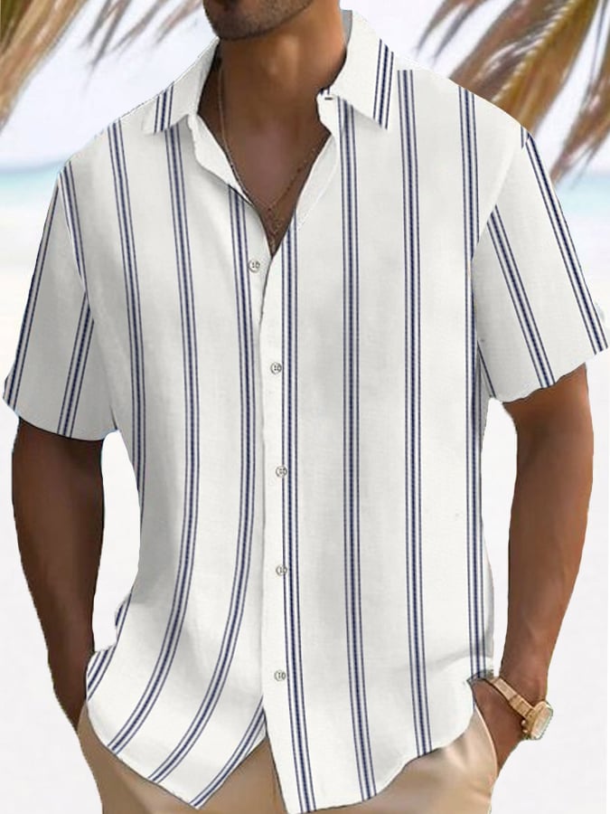 Men's Stripes Print Casual Shirt