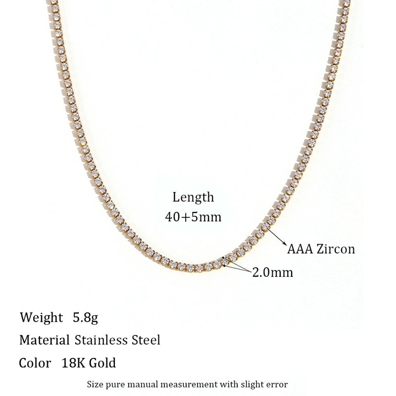 Titanium Steel 18K Gold Plated Elegant Glam Geometric Zircon Necklace