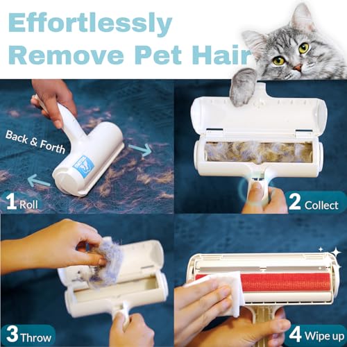 Pet Hair Remover - Lint Roller for Pet Hair - Cat and Dog Hair Remover for Couch. Furniture. Carpet. Car Seat. Reusable Roller W/Self-Cleaning Base - Upgraded Animal Fur Removal Tool