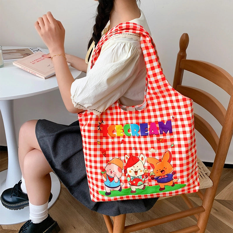 Women's Large Polyester Animal Letter Elegant Cute Streetwear Square Magnetic Buckle Tote Bag