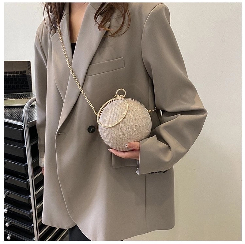 Silver Champagne Black Arylic Solid Color Spherical Evening Bags