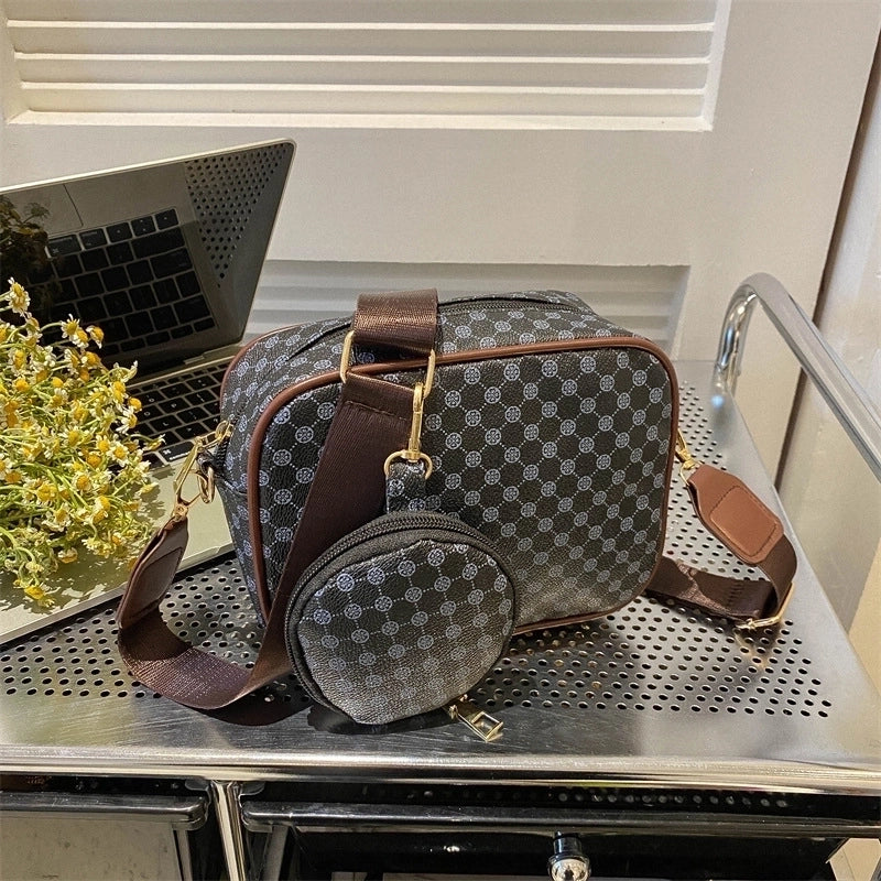 Women's Medium Pu Leather Argyle Vintage Style Classic Style Square Zipper Crossbody Bag