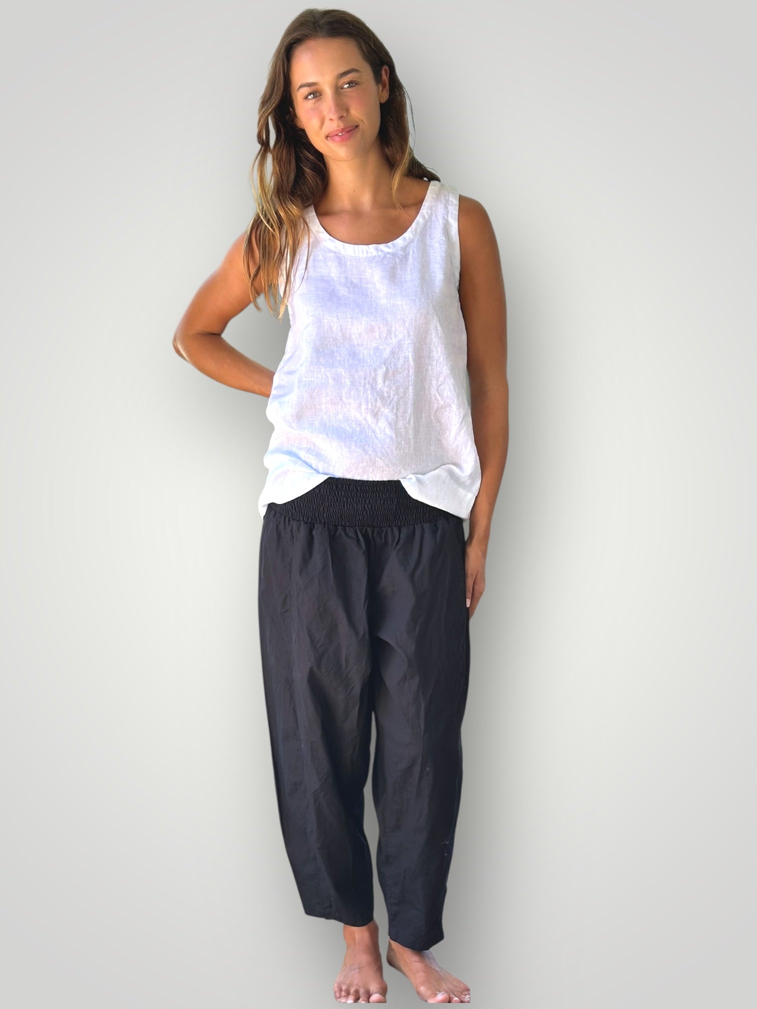 frankie pants - black linen