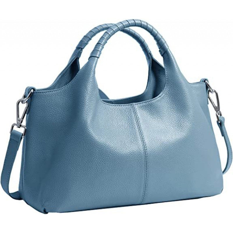 Women's Medium Leather Solid Color Basic Zipper Boston Bag