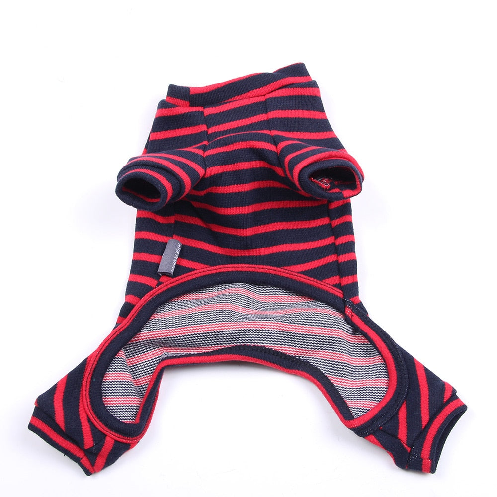 Striped Cotton Dog Jumpsuit Pajama