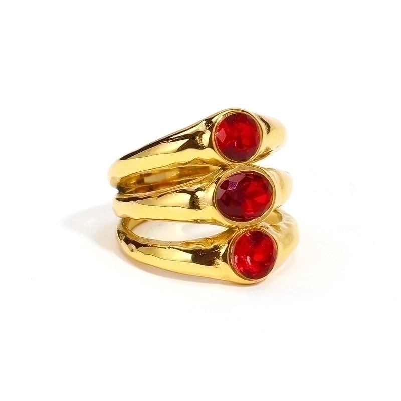 3 Pieces Minimalist Commute Geometric Titanium Steel Inlay Zircon Rings