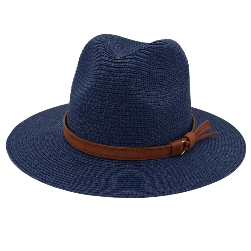 Unisex Pastoral Solid Color Wide Eaves Straw Hat