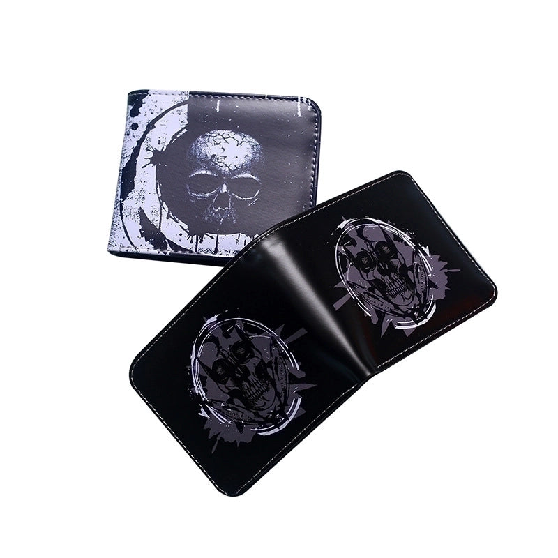 Men's Skull PVC Open Small Wallets