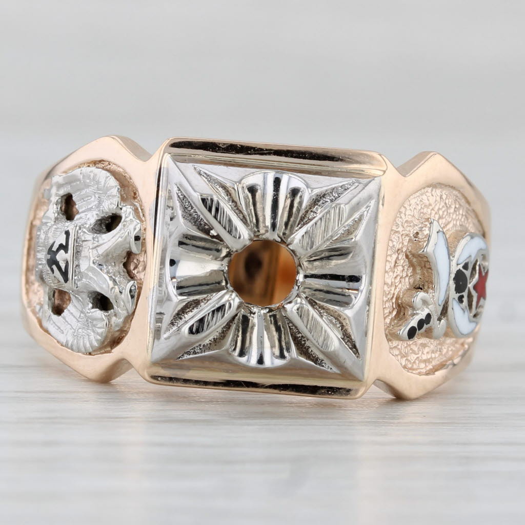 New Masonic Semi Mount Ring 10k Gold Shriners Scottish Rite Size 10.5