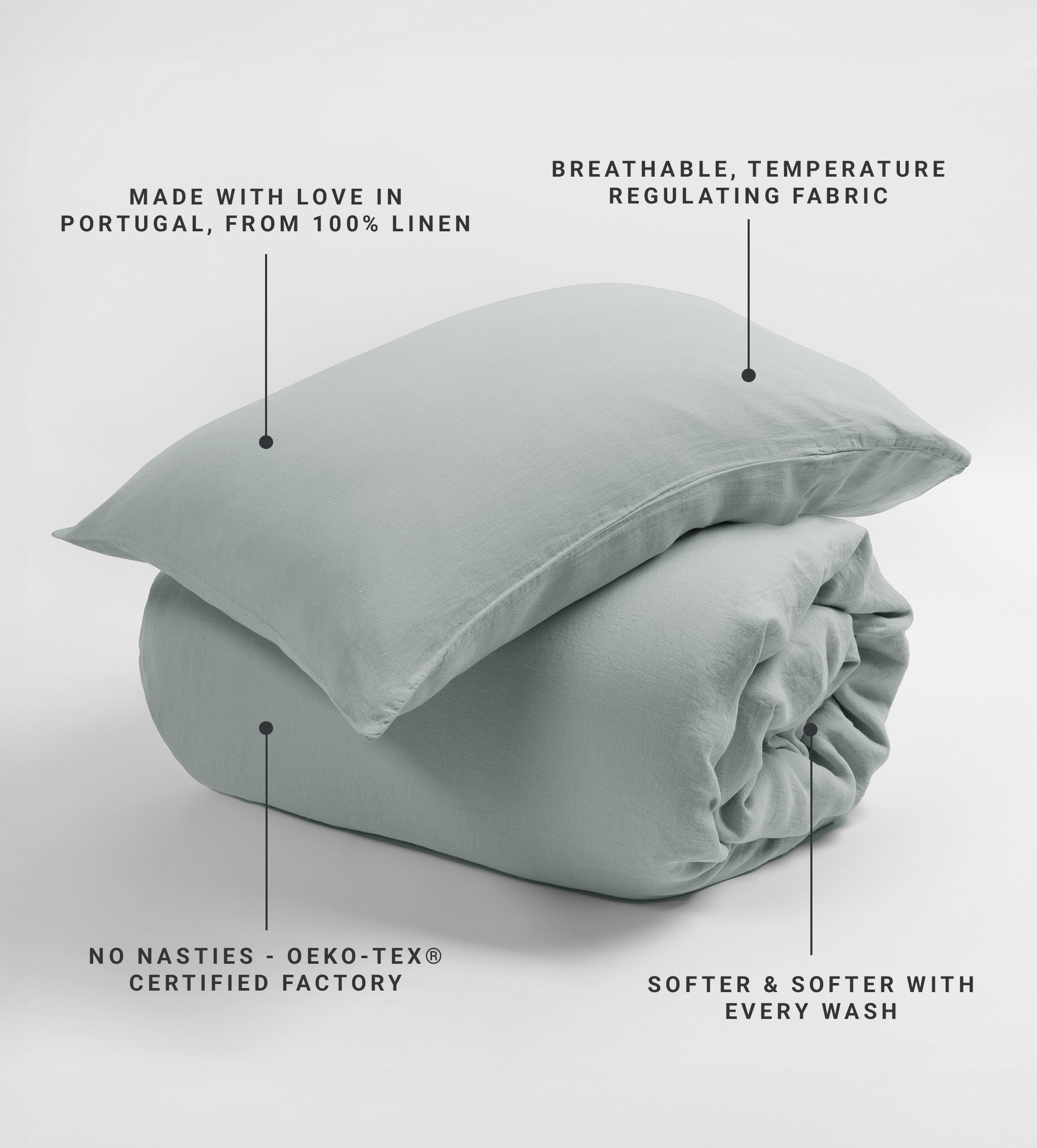 Duck Egg 100% Linen Housewife Pillowcase