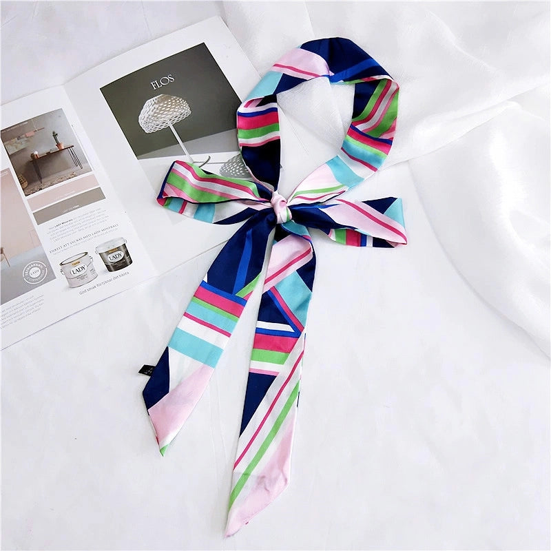 2 M New Polka Dot Special Long Edition Thin Narrow Silk Scarf Women's Spring Summer Autumn Scarf Belt Black And White Fashion
