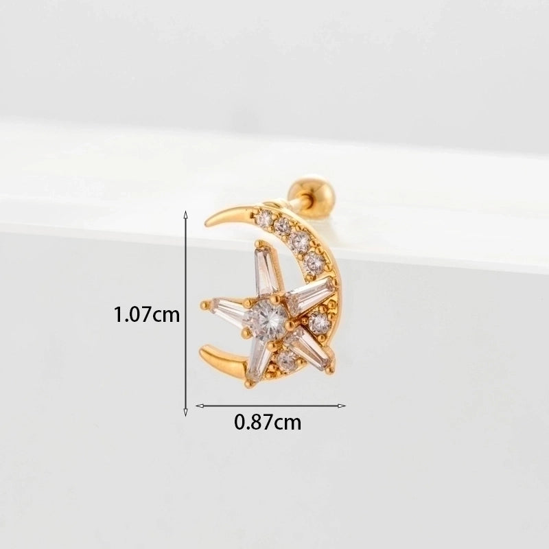 Ear Cartilage Rings & Studs Geometric Copper Plating Artificial Gemstones