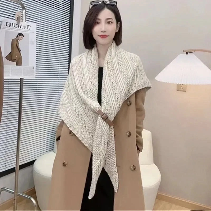 Women's Sweet Solid Color Yarn Shawl