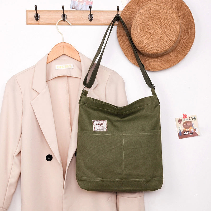 Women's Basic Streetwear Letter Solid Color Canvas Shopping Bags