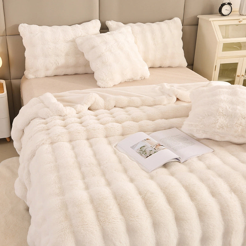 Casual Solid Color Rabbit Fur Blanket Bedding