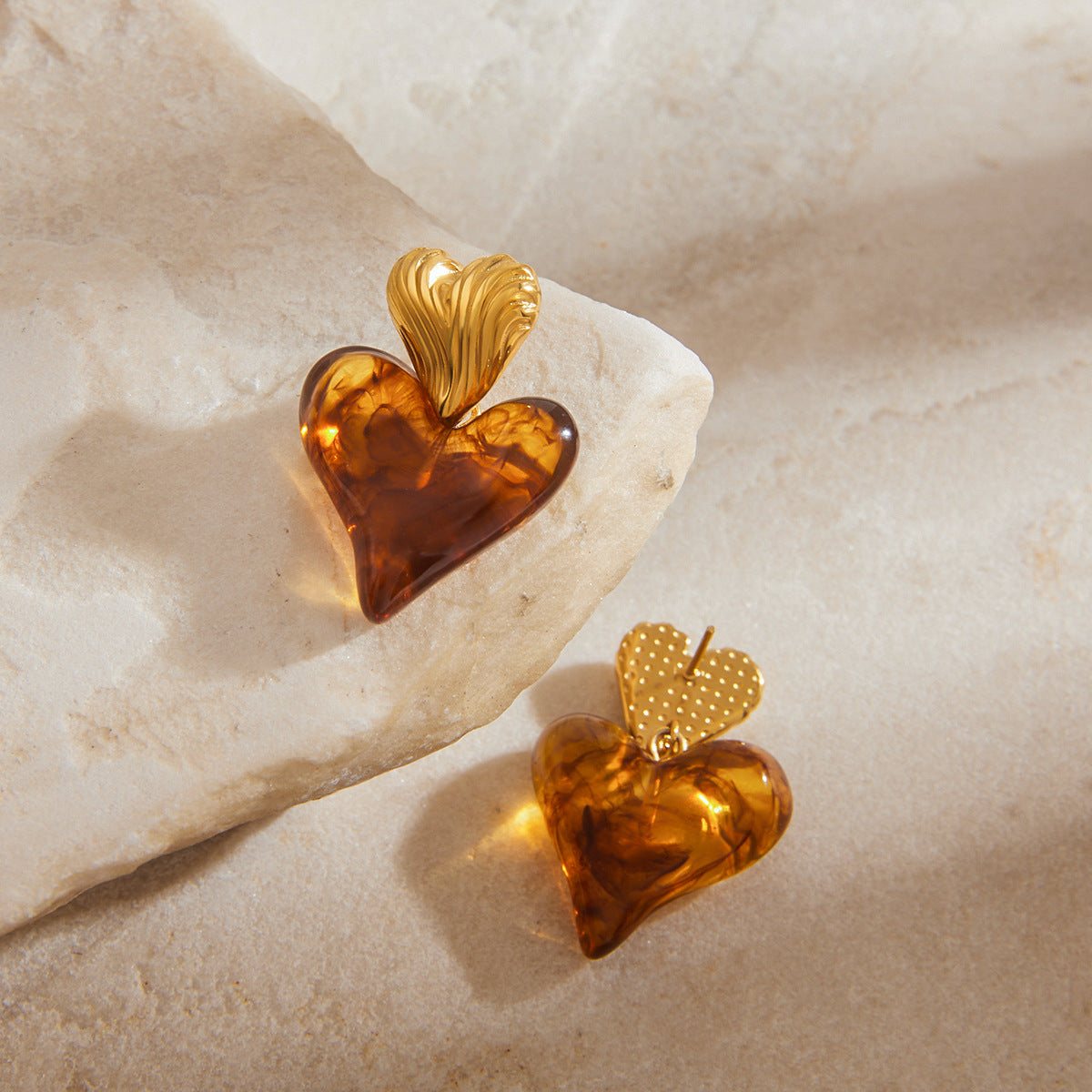 Resin Stainless Steel Love Earrings Niche Exquisite Earrings Titanium Steel