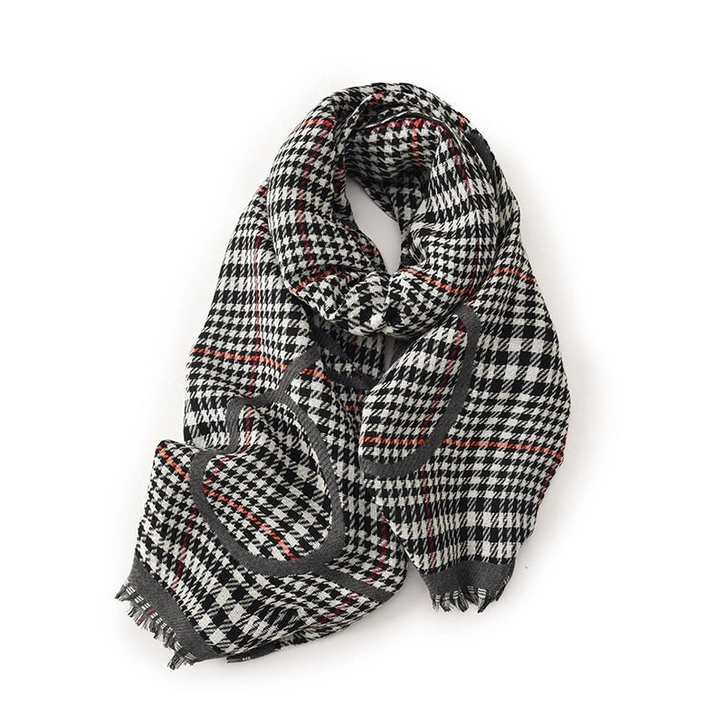 Women's Basic Retro Classic Style Plaid Polyester Tassel Scarf