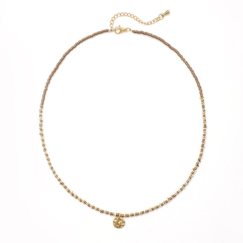 Casual Geometric Stainless Steel Seed Bead Irregular Plating Pendant Necklace
