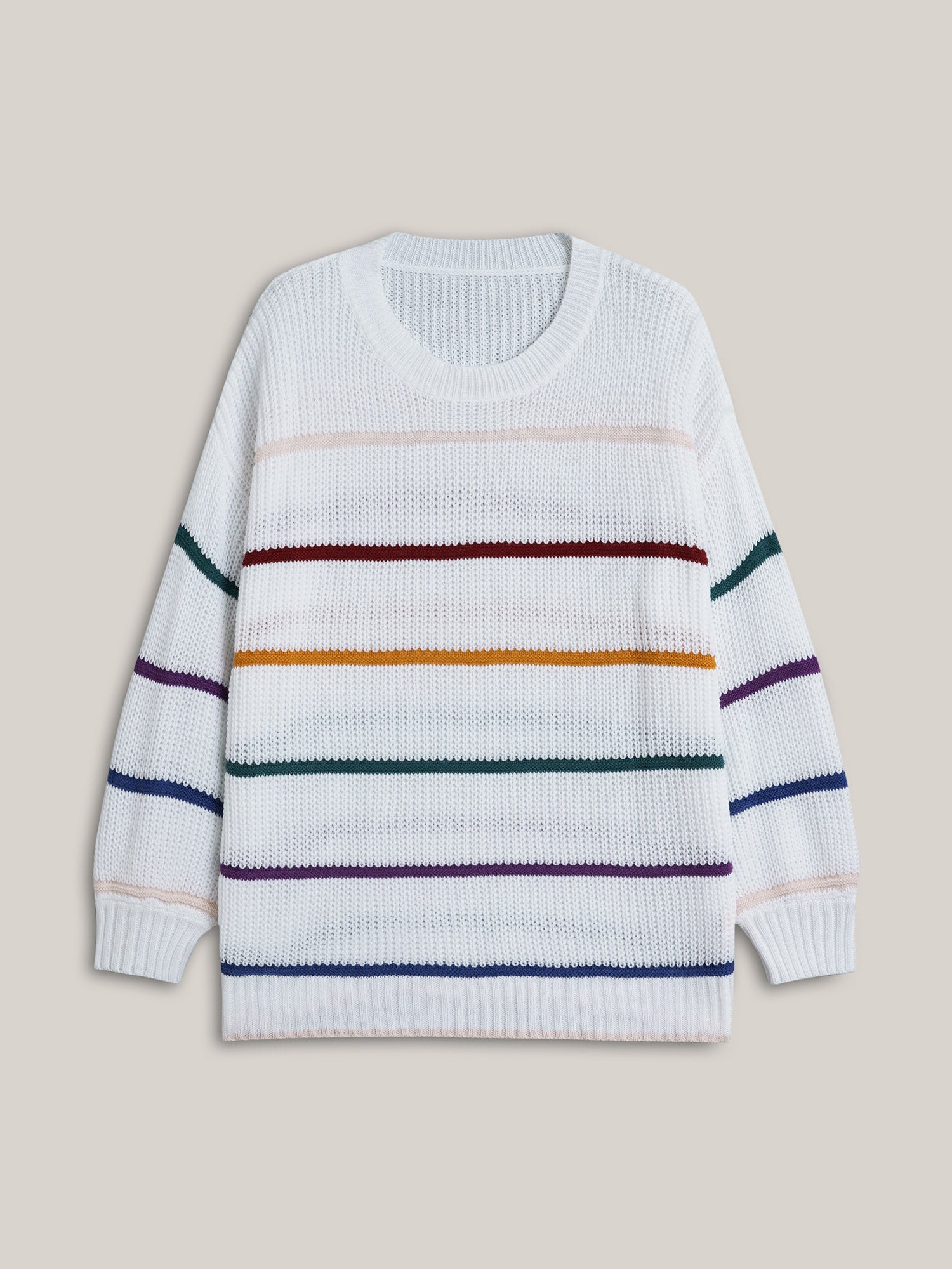 Multi-Color Textured Balloon Sleeve Pullover