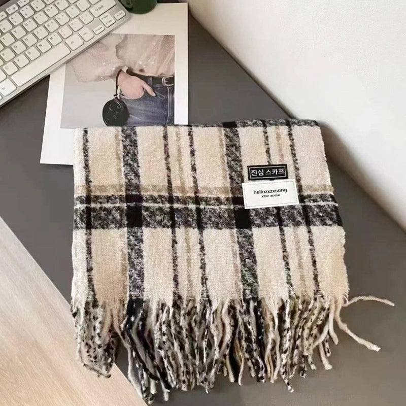 Women's Lady Minimalist Lattice Imitation Cashmere Scarf