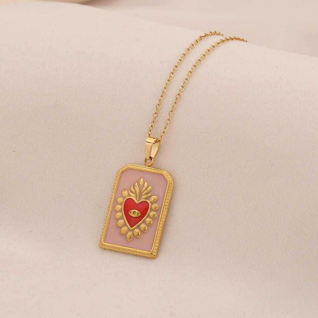 Vintage Tarot Pendant Necklace Love Fish Stainless Steel Necklace N1514