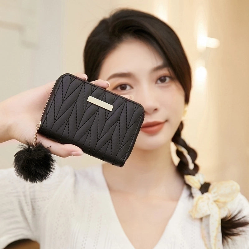 Women's Chevron Pu Leather Zipper Coin Purses