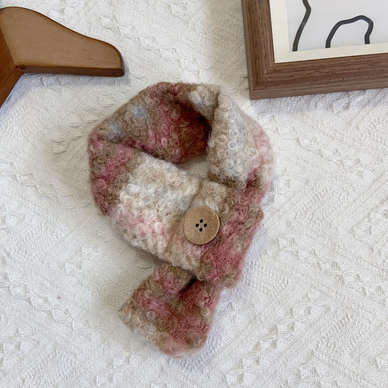 Plaid Pattern Buttoned Fleece Dog Cat Scarf