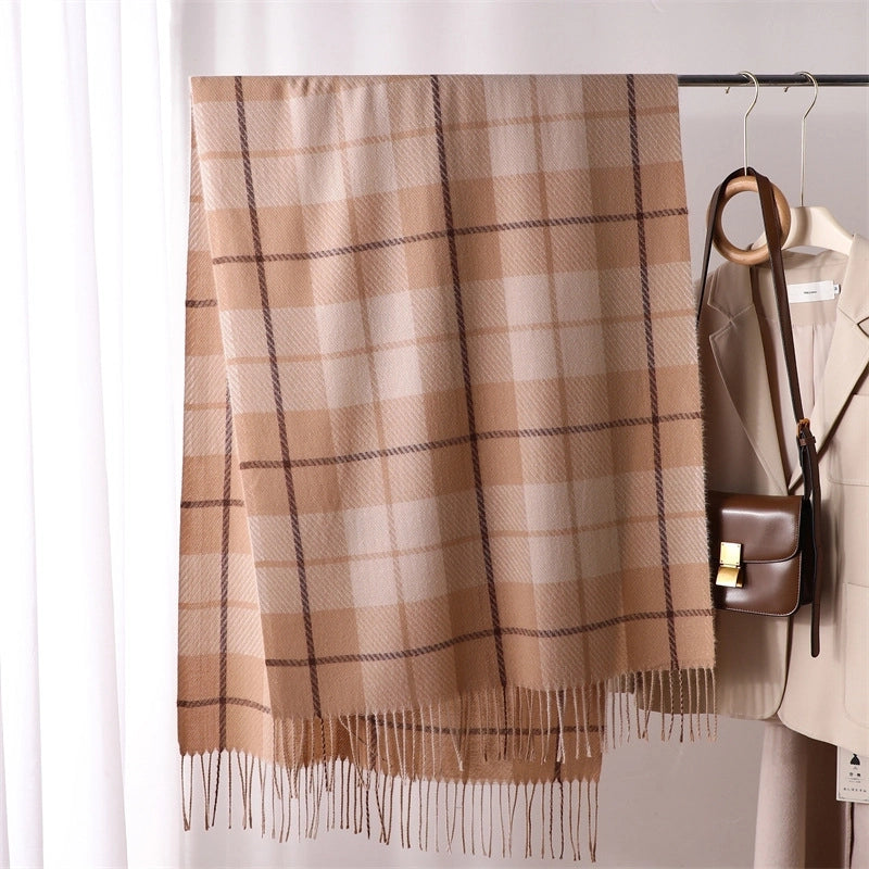 Women's Elegant Classic Style Color Block Polyester Printing Scarf