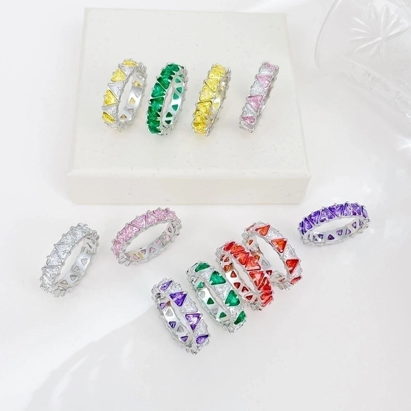 Minimalist Shiny Heart Shape 304 Stainless Steel Zircon 16K Gold Plated White Gold Plated Inlay Rings