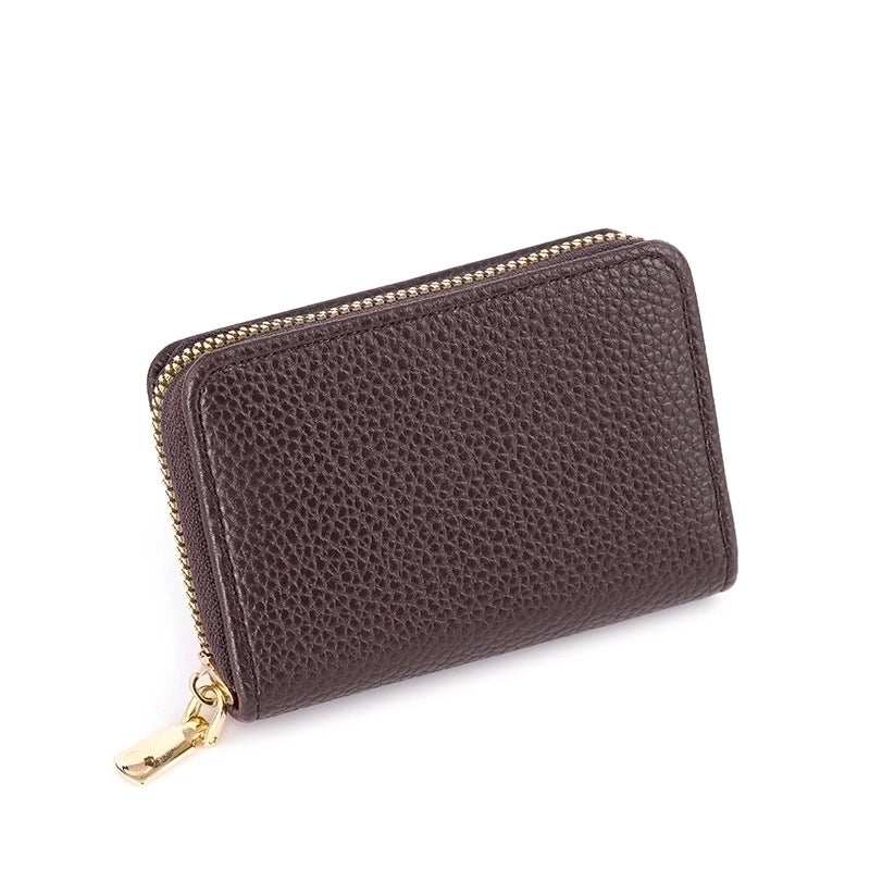 Women's Solid Color Pu Leather Zipper Card Holders