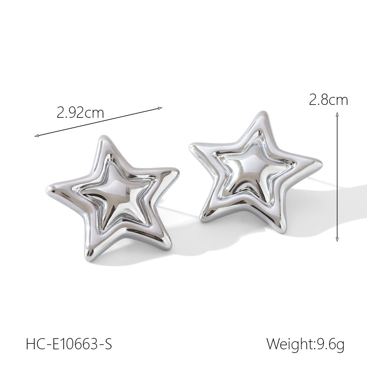 Stainless Steel Five-Pointed Star Pendant Necklace Gold And Silver Color Matching Star-Shaped Open Ring Titanium Steel Star Earrings
