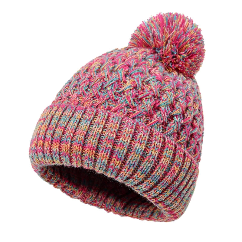 Hot Sale Knitted Hat Autumn And Winter Fur Ball Colorful Wool Hat Adult Warm Pullover Hat