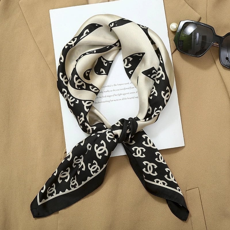 70*70  Striped Silk Scarf Women's Small Square Scarf  Versatile Professional Small Scarf Summer Thin Decorative Scarf