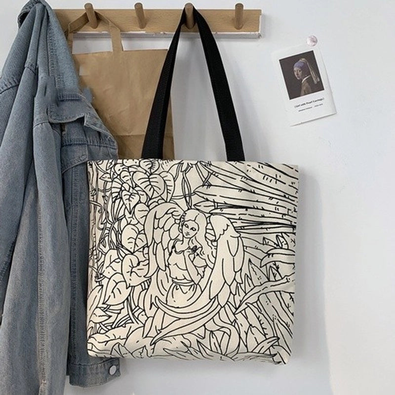 Women's Large Canvas Color Block Streetwear Square Zipper Shoulder Bag