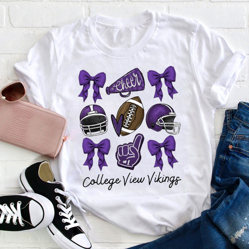 Personalized Team Color Football Team Teacher T-Shirt