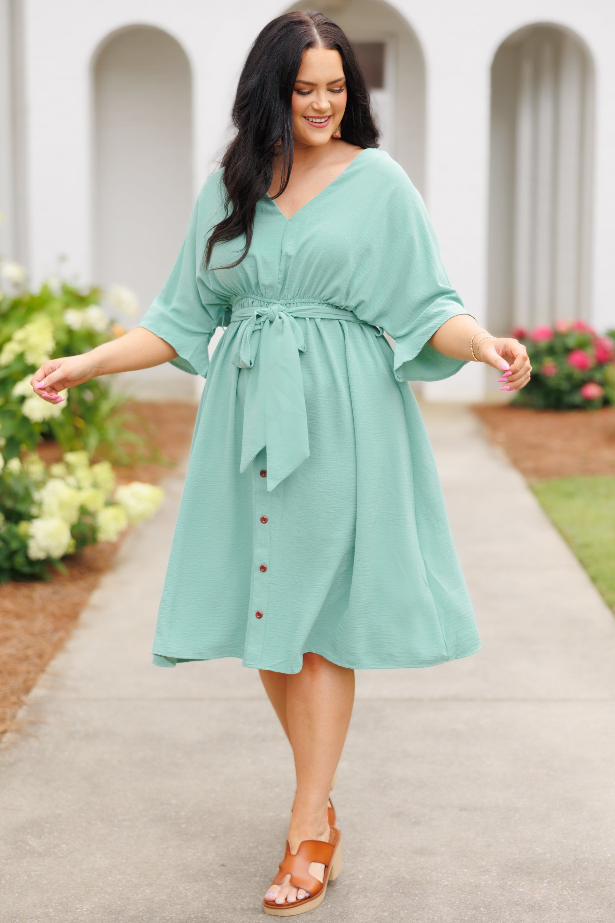 Hopelessly Yours Dress. Sage