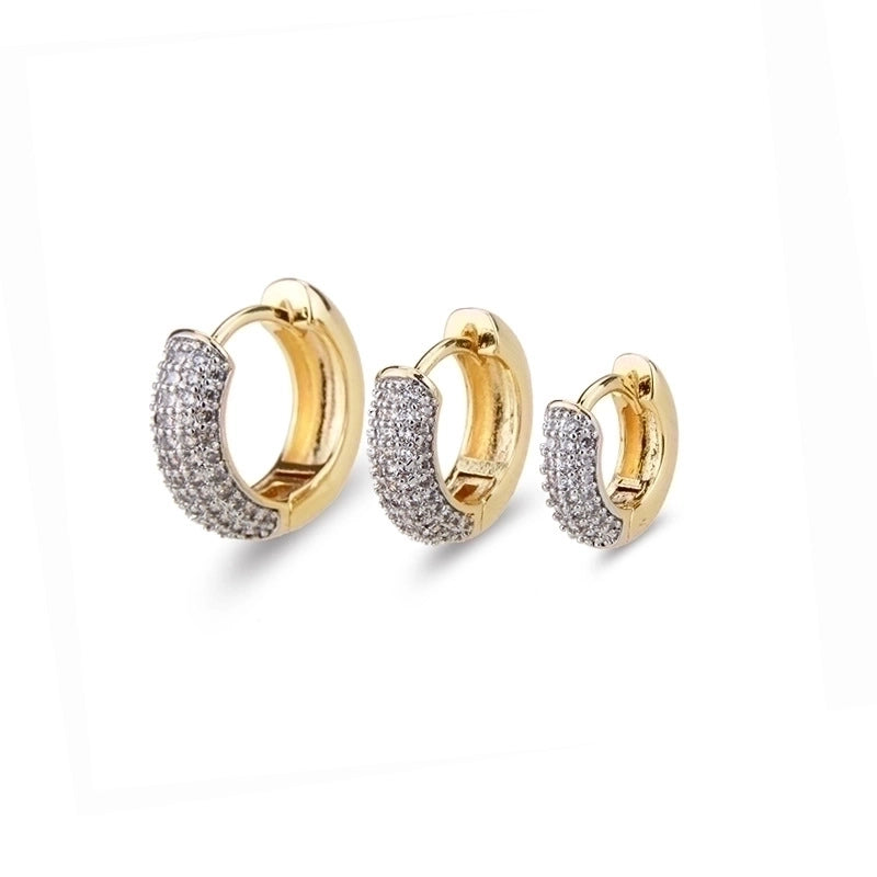 Minimalist Circle Copper Zircon 18K Gold Plated Earrings