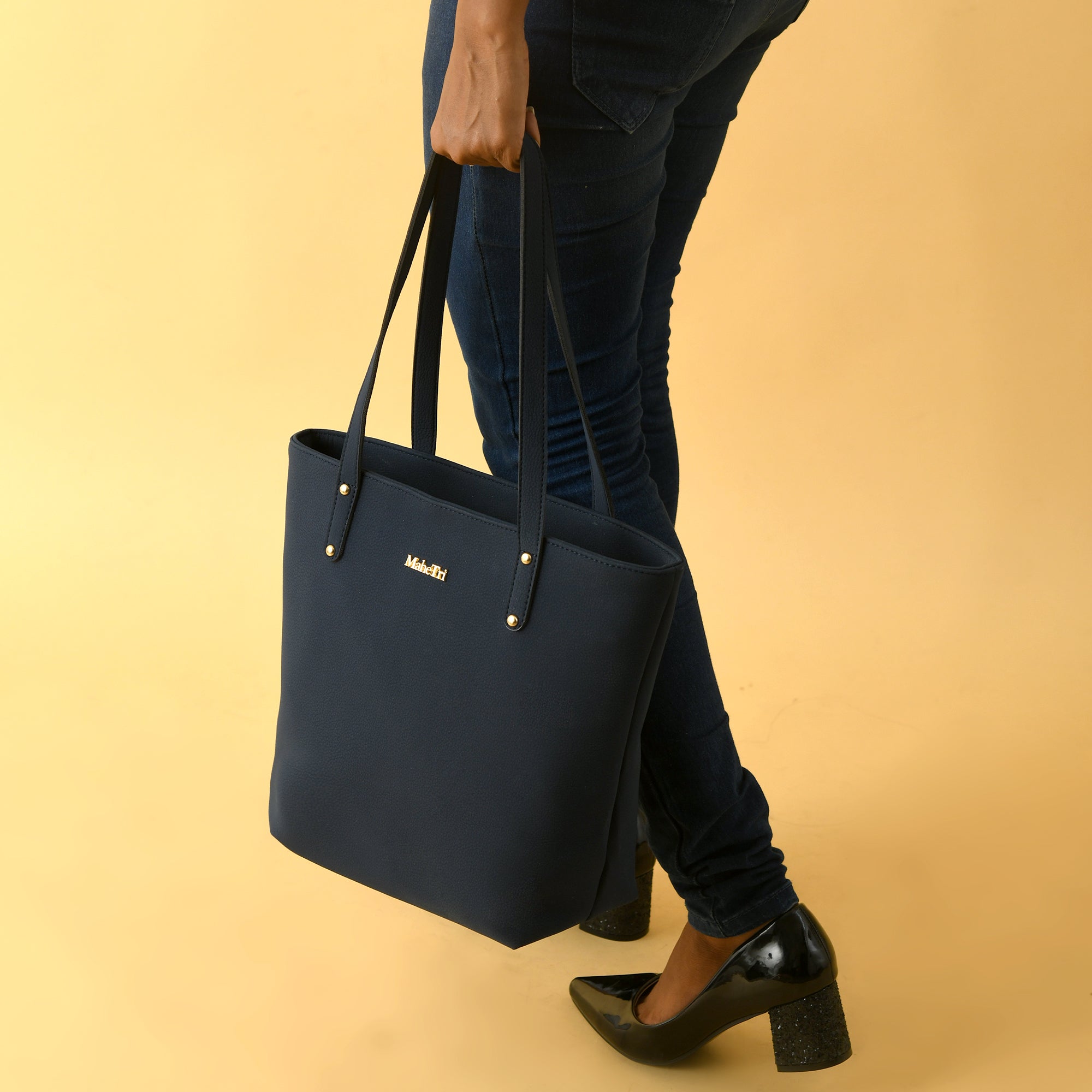 Era Vegan Leather Tote- Navy Blue