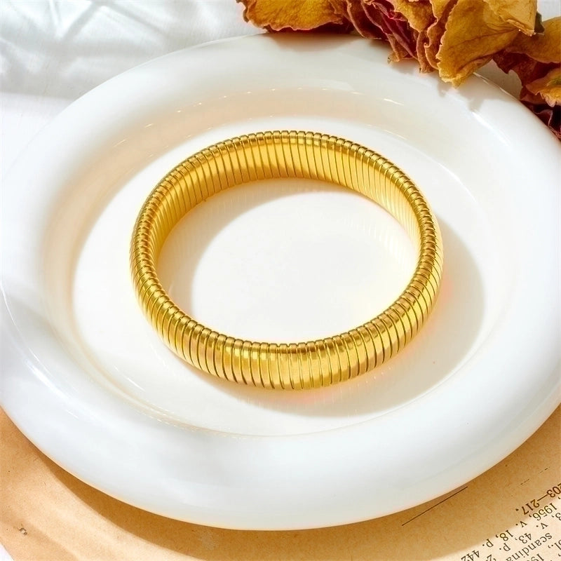 Minimalist Solid Color Stainless Steel 18K Gold Plated Bangle In Bulk