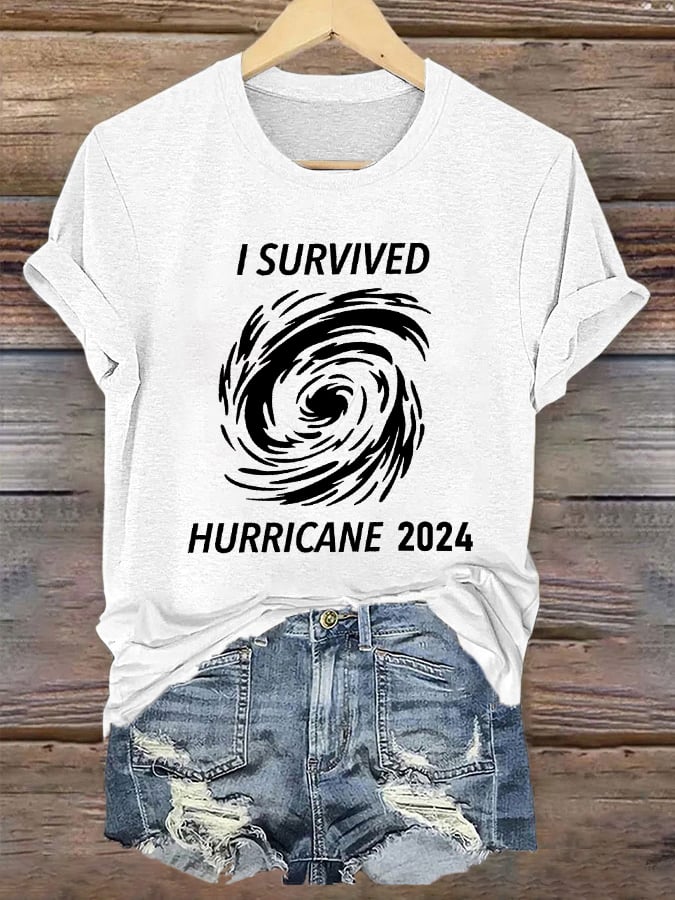 Women's 'I Survived Hurricane 2024' Print T-Shirt