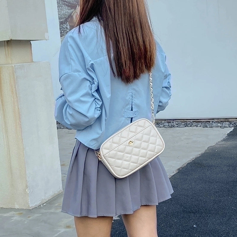Women's Small Pu Leather Solid Color Streetwear Square Zipper Crossbody Bag