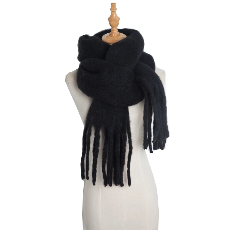 Autumn And Winter New Women's Shawl Long Tassel Thick Grass Green Thick Solid Color Scarf Multi-color Optional