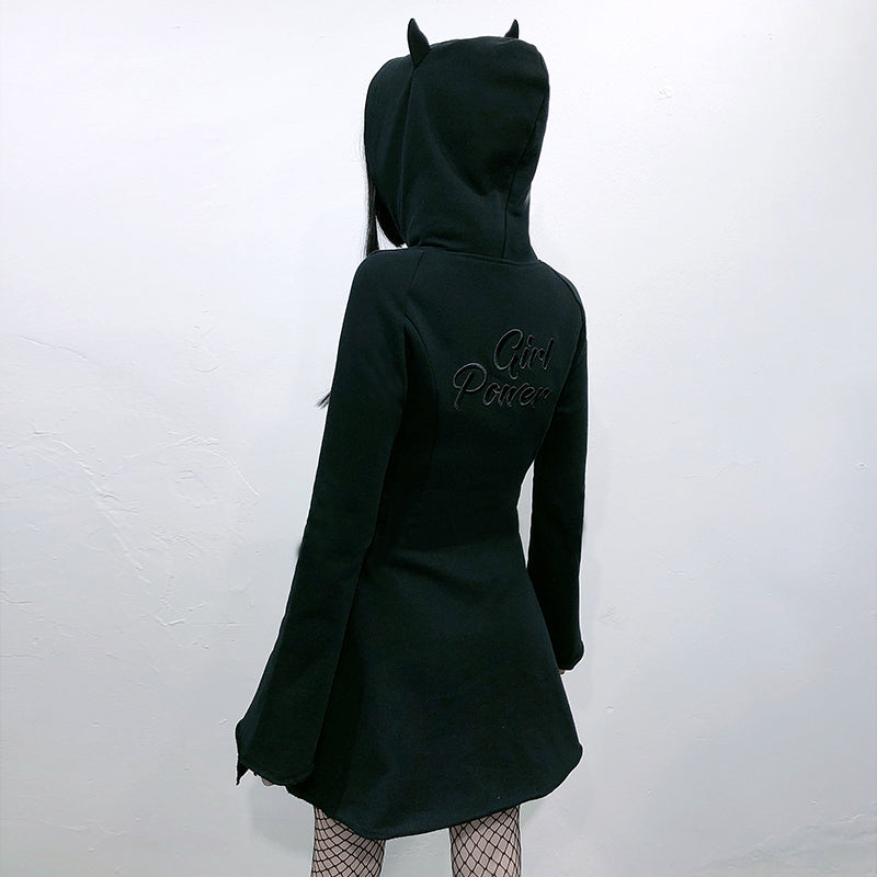 Black long hooded sweatshirt  KF30368