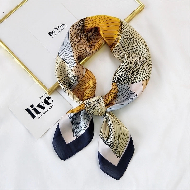 Clashing Color Floral Pringting Silk Square Scarf